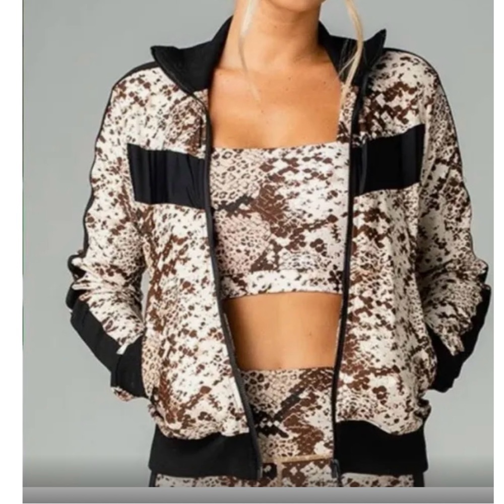 Buddy Love Track Jacket‎ Snakeskin Print Brown Tan Exc Athleisure Streetwear Sm